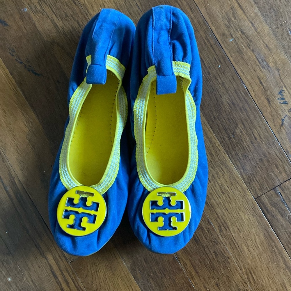 Tory Burch Vibrant Blue and Yellow Loafers